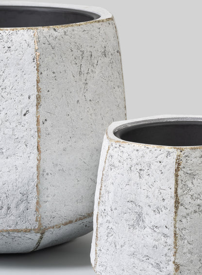 Kesari Aged White Fiberglass Planter Decor Jamali Garden