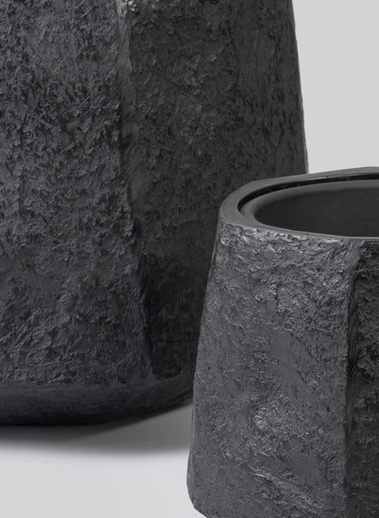 Kesari Aged Black Fiberglass Planter Decor Jamali Garden