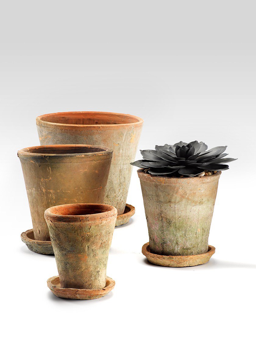 clay plant pots with saucers Mossed Redstone Rose Pot With Saucer