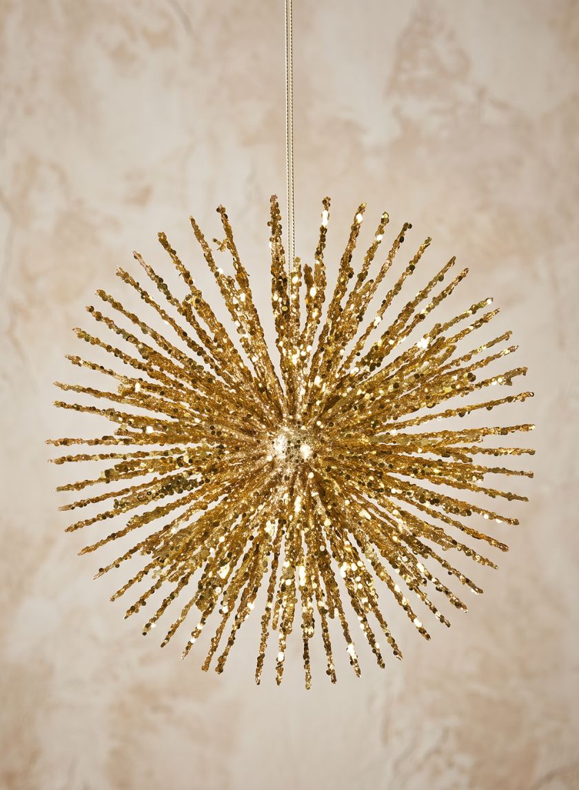 11in Round Gold Glitter Burst Ornament Decor Jamali Garden