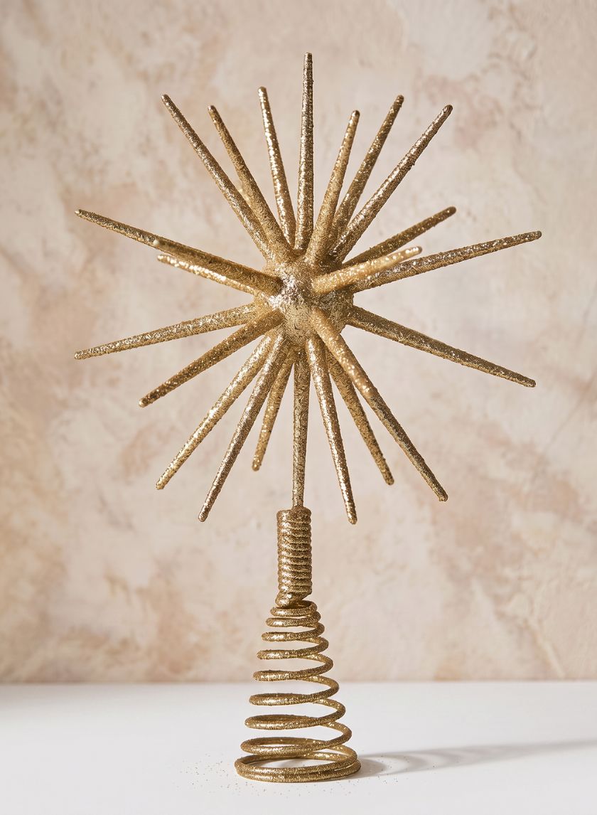 11in Long Gold Glitter Starburst Tree Plastic Topper Decor Jamali Garden