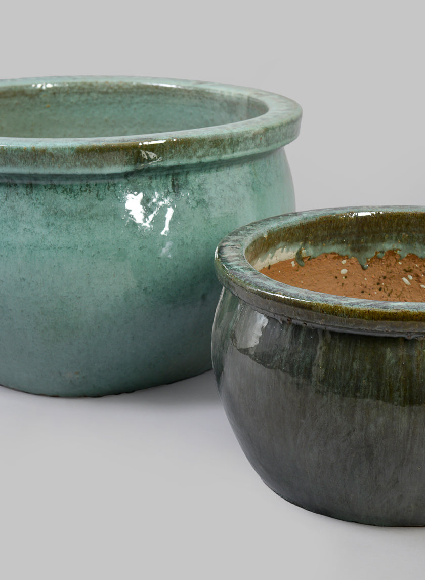 jade green planter Low Bowl Clay & Ceramic Planter, Bali Jade
