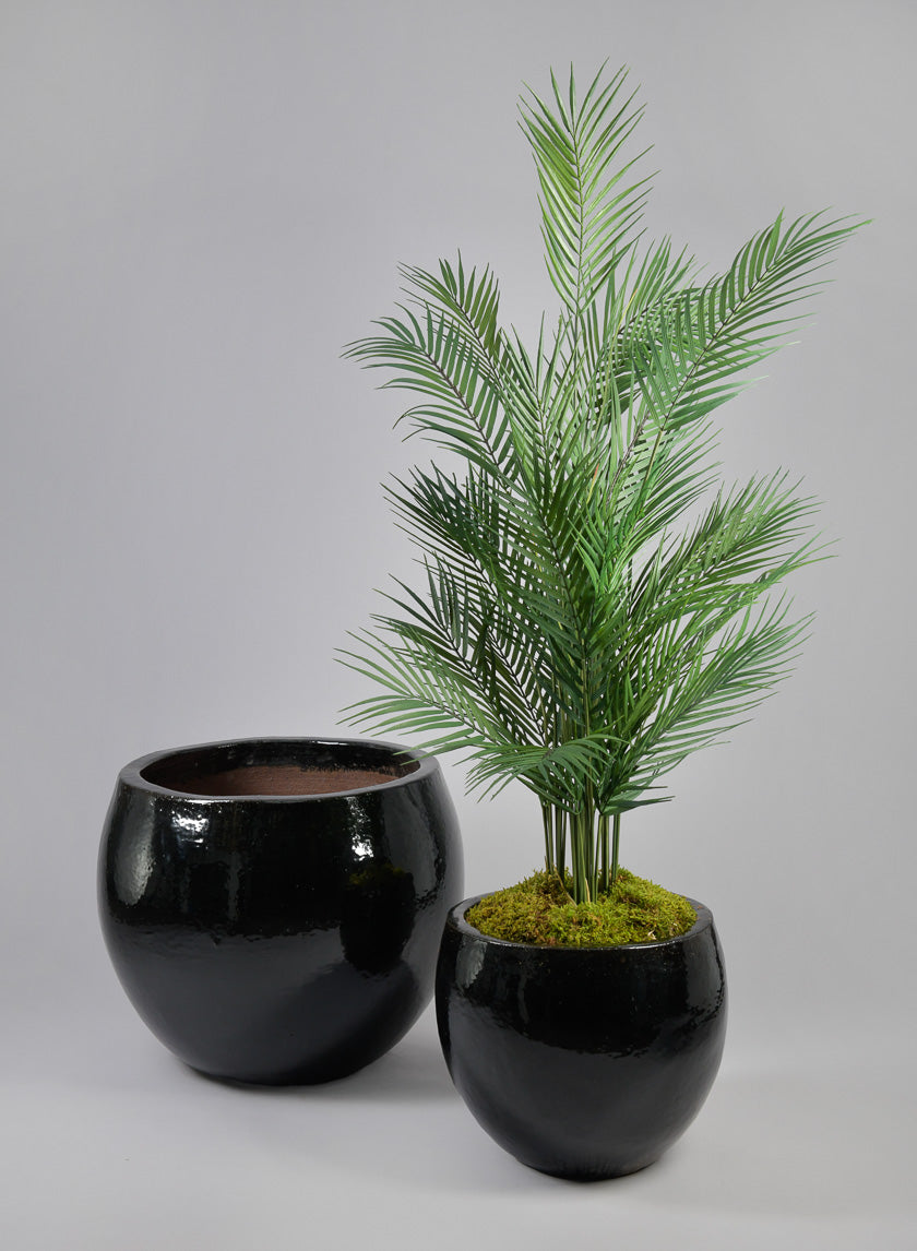 black clay planter pots Grand Bowl Clay & Ceramic Planter, Mesquite Black – Jamali Garden