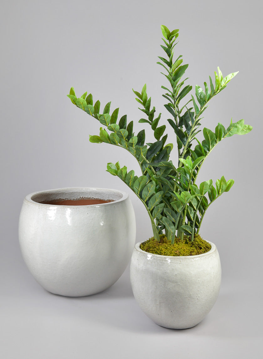 chic plant pots Grand Bowl Clay & Ceramic Planter, Cloud White – Jamali Garden