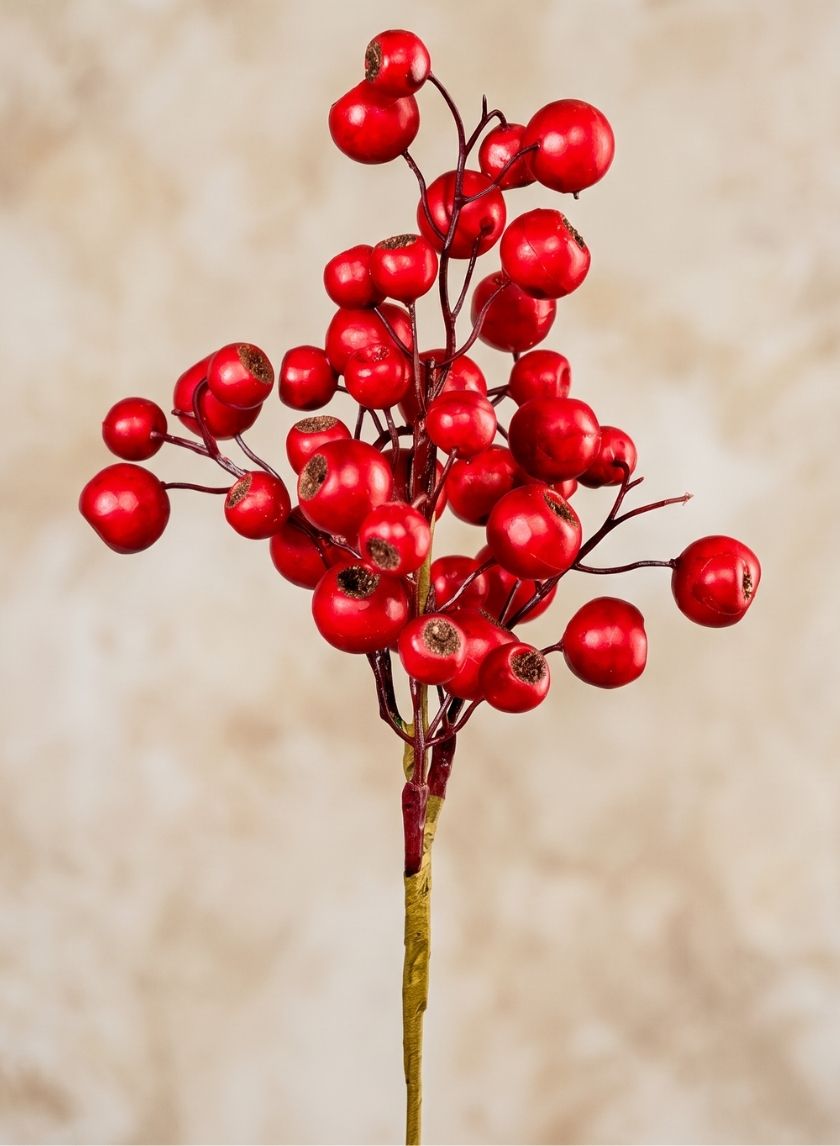 16in Long Matte Red Berries Pick, Large, Case of 12