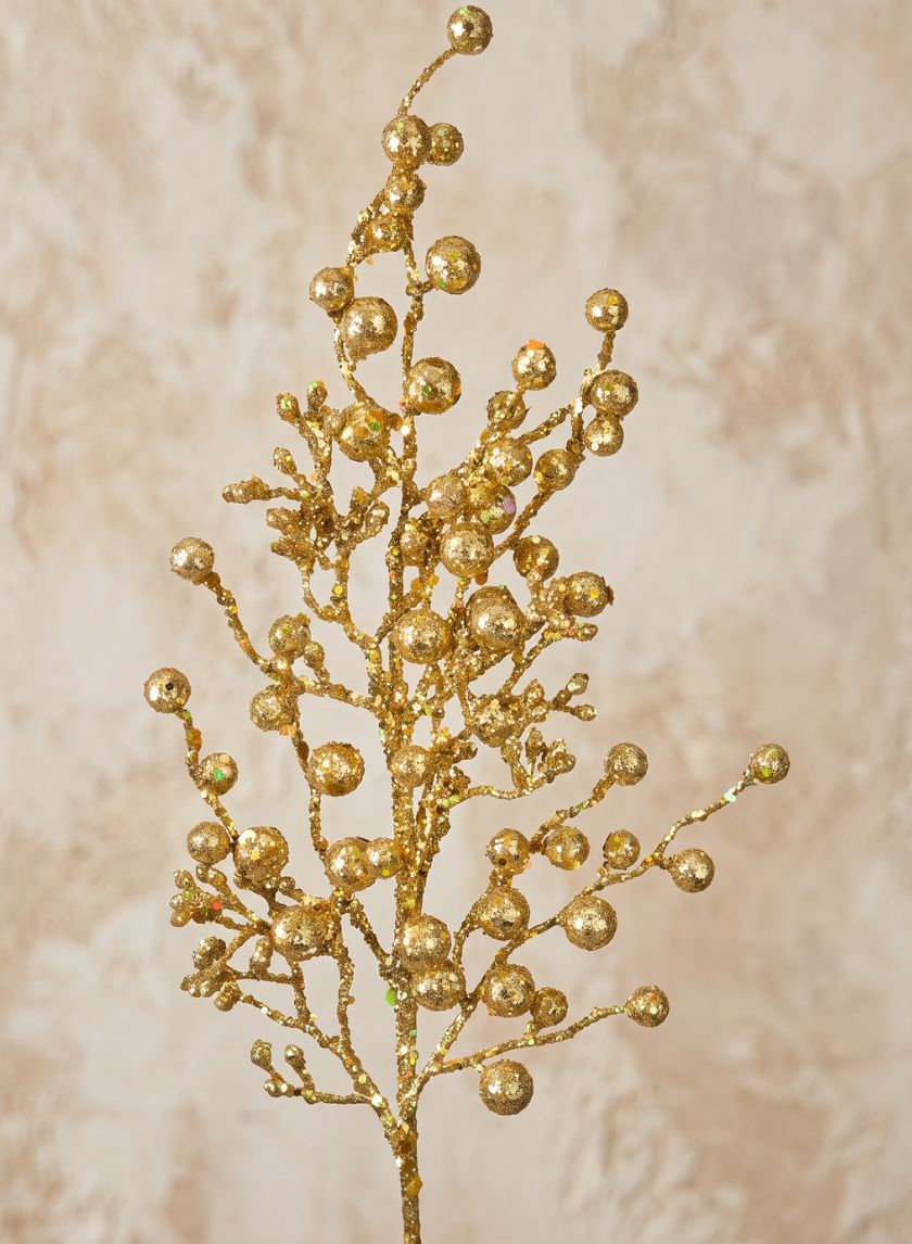 24in Long Gold Glitter Ball Pick Decor Jamali Garden