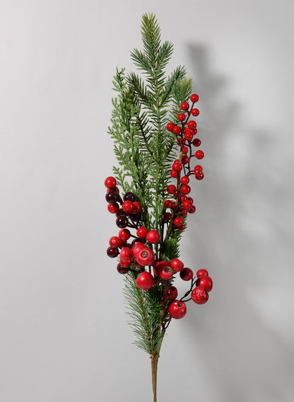 31.25in Long Mixed Pine &amp; Red Berries Pick, Case of 12 Decor Jamali Garden