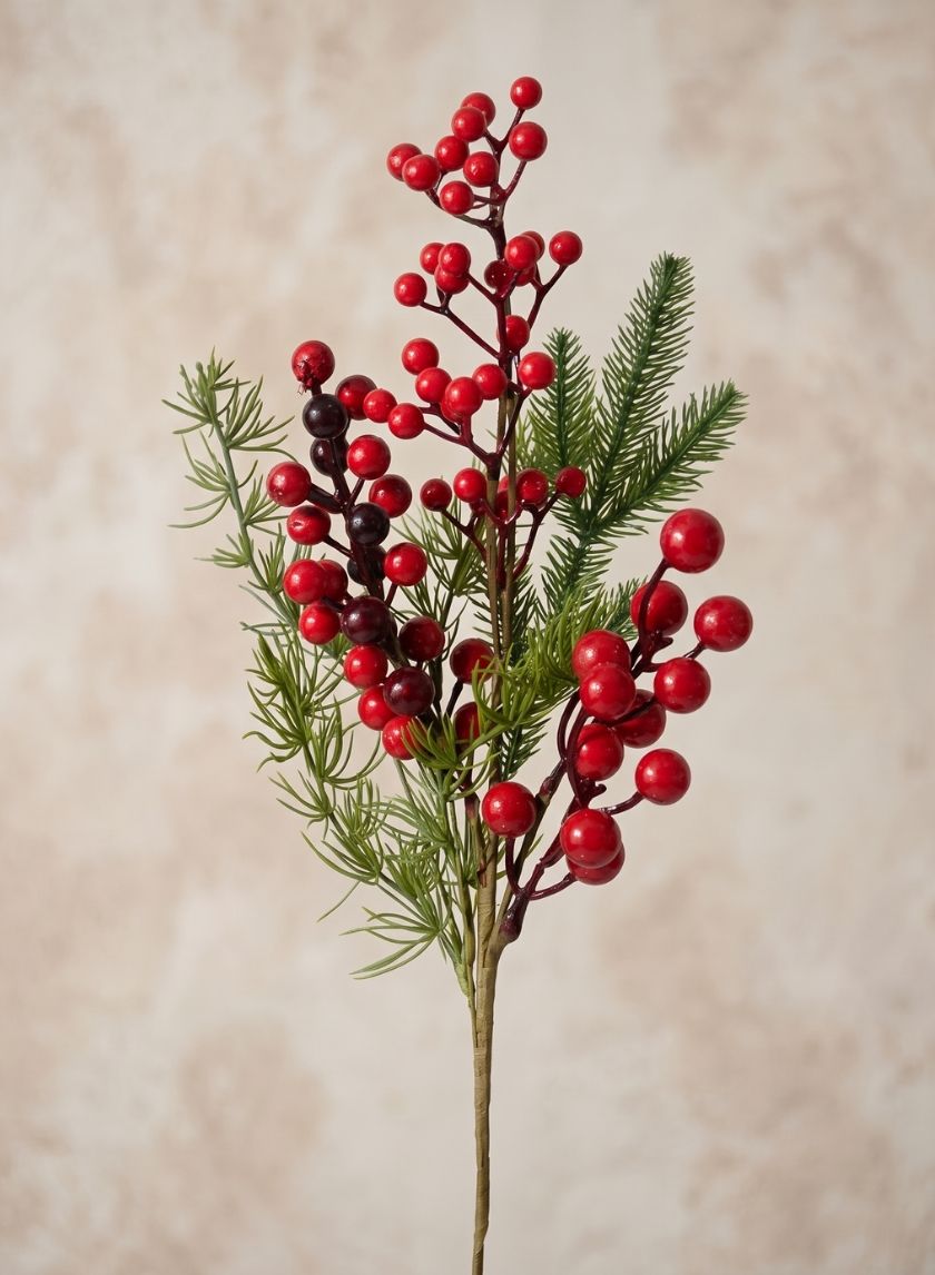 20in Long Red Berries &amp; Pine Pick, Bundle of 12