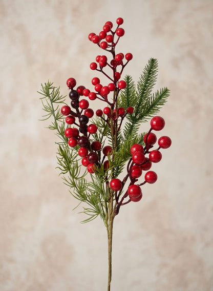 20in Long Red Berries &amp; Pine Pick, Bundle of 12 Decor Jamali Garden