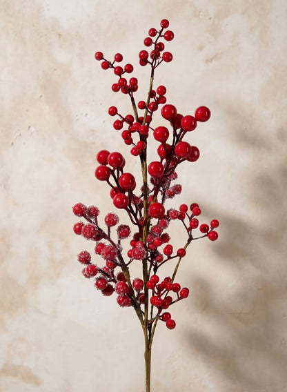 27in Long Iced Red Berries Pick, Case of 12 Decor Jamali Garden