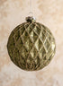 4in Round Gilded Antique Silver Forest Pine Green Glass Ornament, Set of 4 Decor Jamali Garden