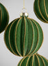 3in Round Gold Lined Christmas Green Velvet Glass Ornament, Set of 6 Decor Jamali Garden