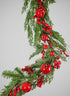 62in Long Festive Pine Garland with Red Berries and Apple Assortment, Case of 4 Decor Jamali Garden