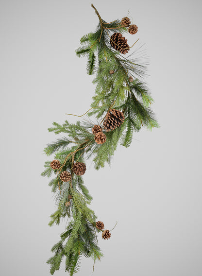 58in Long Festive Pine Garland with Pinecone Assortment, Case of 4 Decor Jamali Garden
