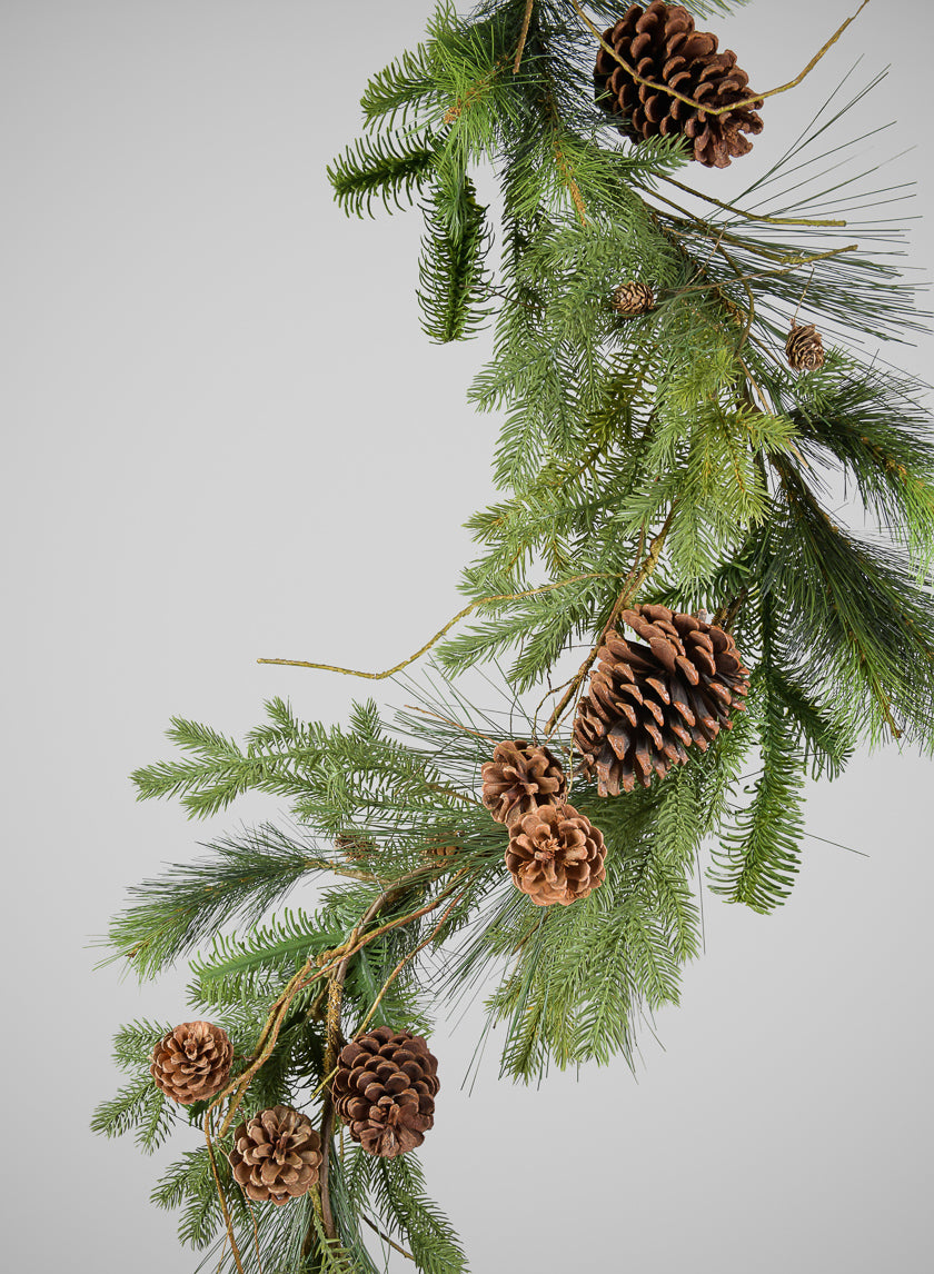 58in Long Festive Pine Garland with Pinecone Assortment, Case of 4 Decor Jamali Garden
