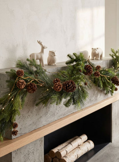 58in Long Festive Pine Garland with Pinecone Assortment, Case of 4 Decor Jamali Garden