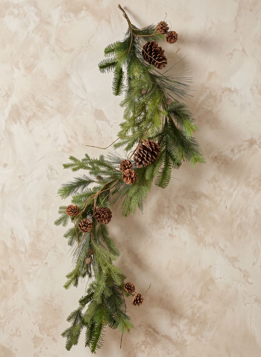 58in Long Festive Pine Garland with Pinecone Assortment, Case of 4 Decor Jamali Garden