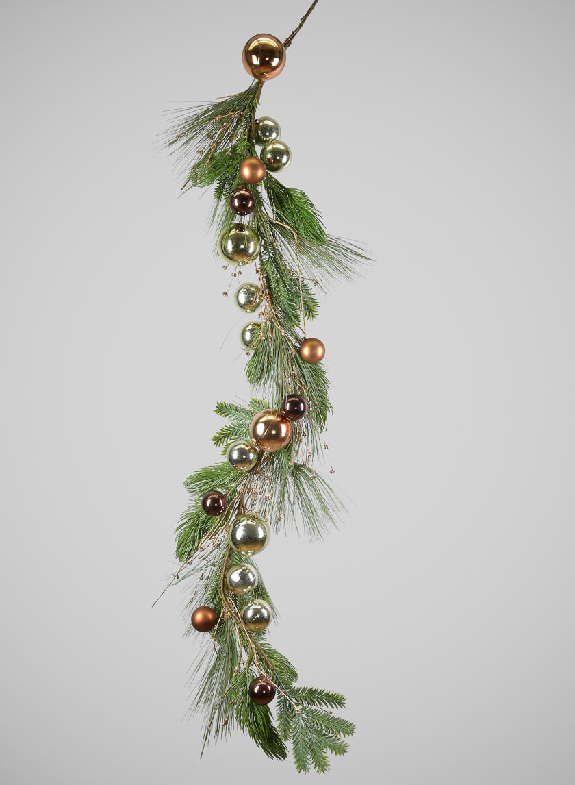 60in Long Classic Pine Garland with Gold Ornaments and Glitter Berries, Case of 4 Decor Jamali Garden