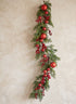 62in Long Classic Christmas Pine Garland with Red Ball Ornament and Red Berry, Case of 4 Decor Jamali Garden