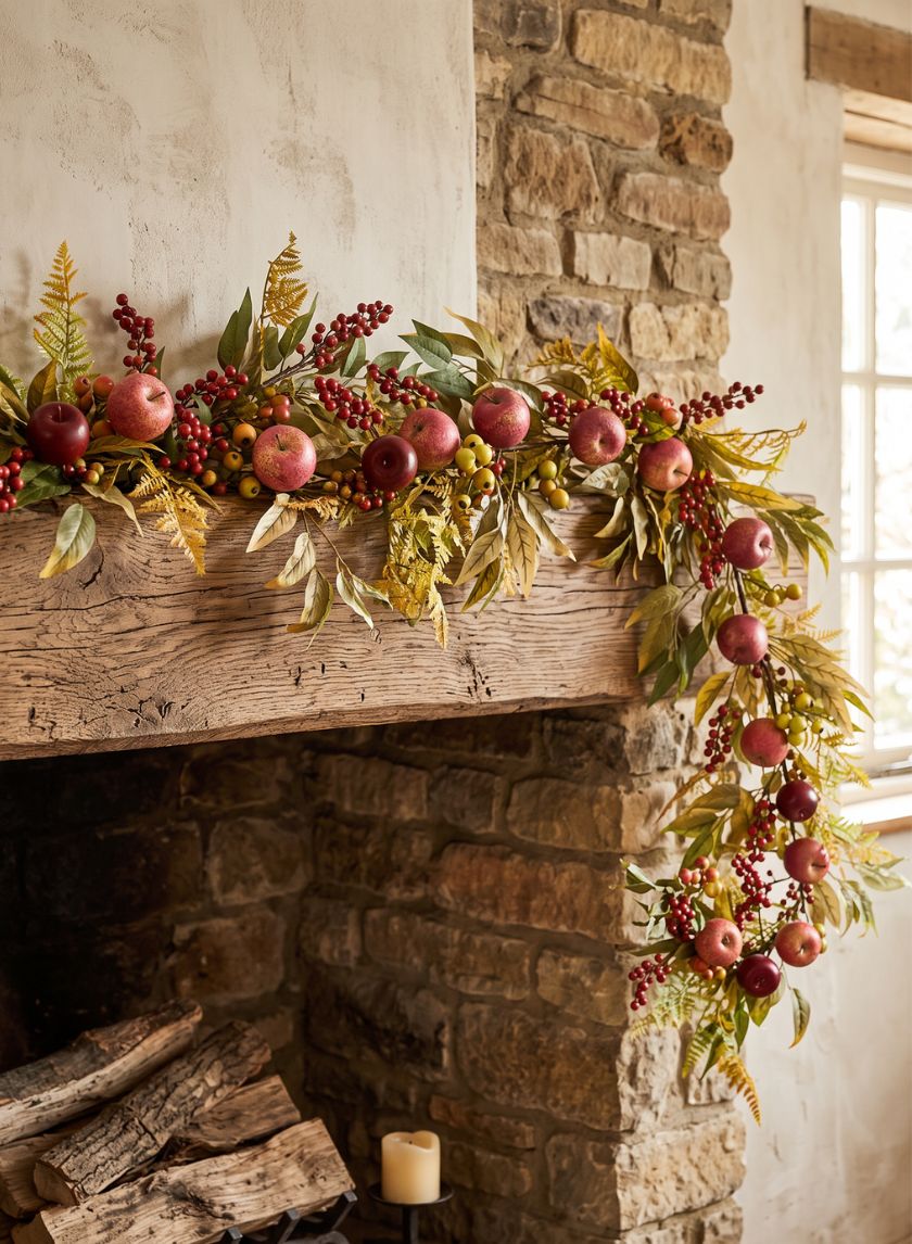 60in Long Autumn Harvest Festive Garland with Apples