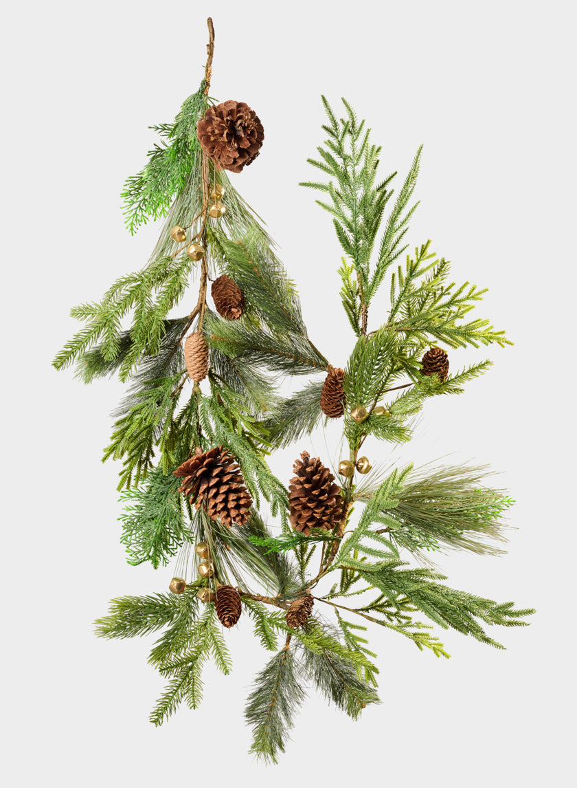 5ft Gingle Bell Pine Cone Garland