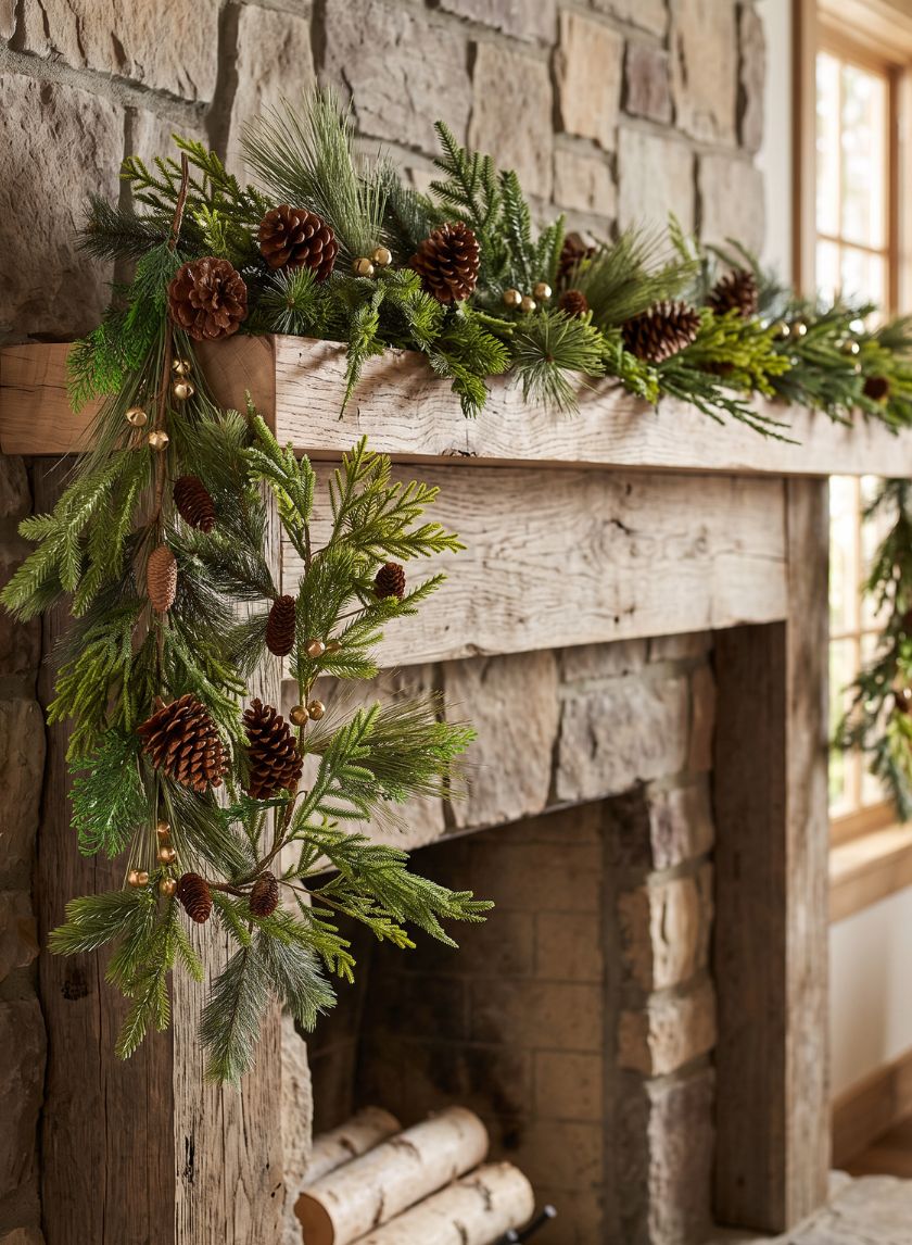 60in Long Jingle Bell Pine Cone Garland