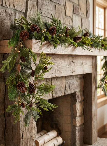 60in Long Jingle Bell Pine Cone Garland