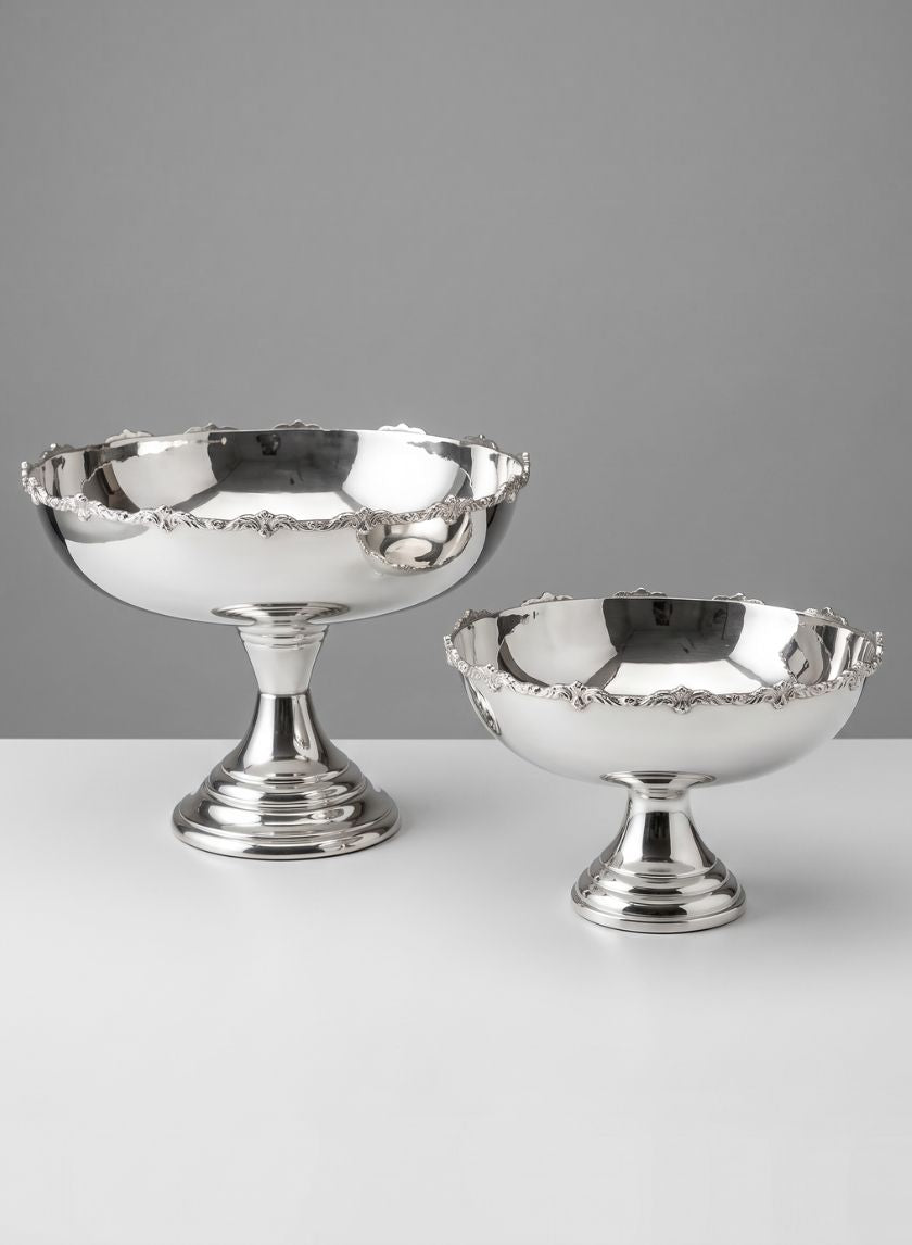 Pierrefort Lace Silver Oval Bowl Decor Jamali Garden