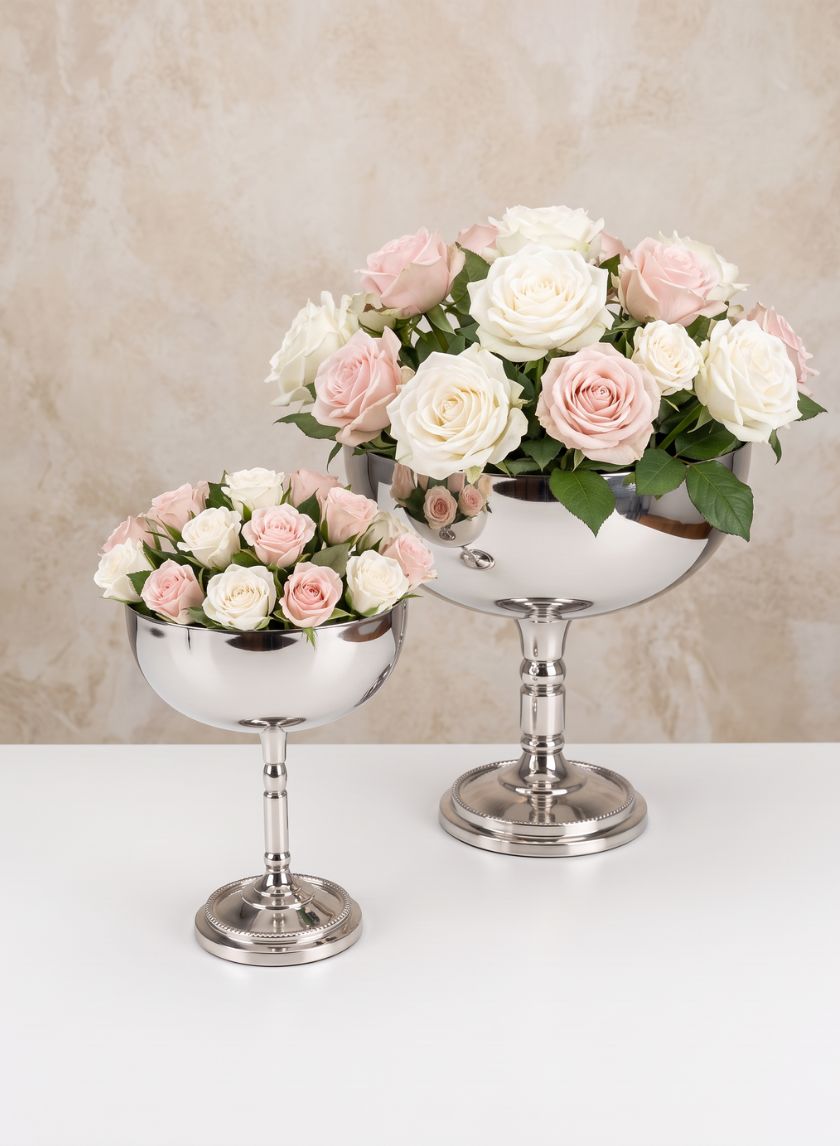 Pierrefort Silver Pedestal Urn Decor Jamali Garden