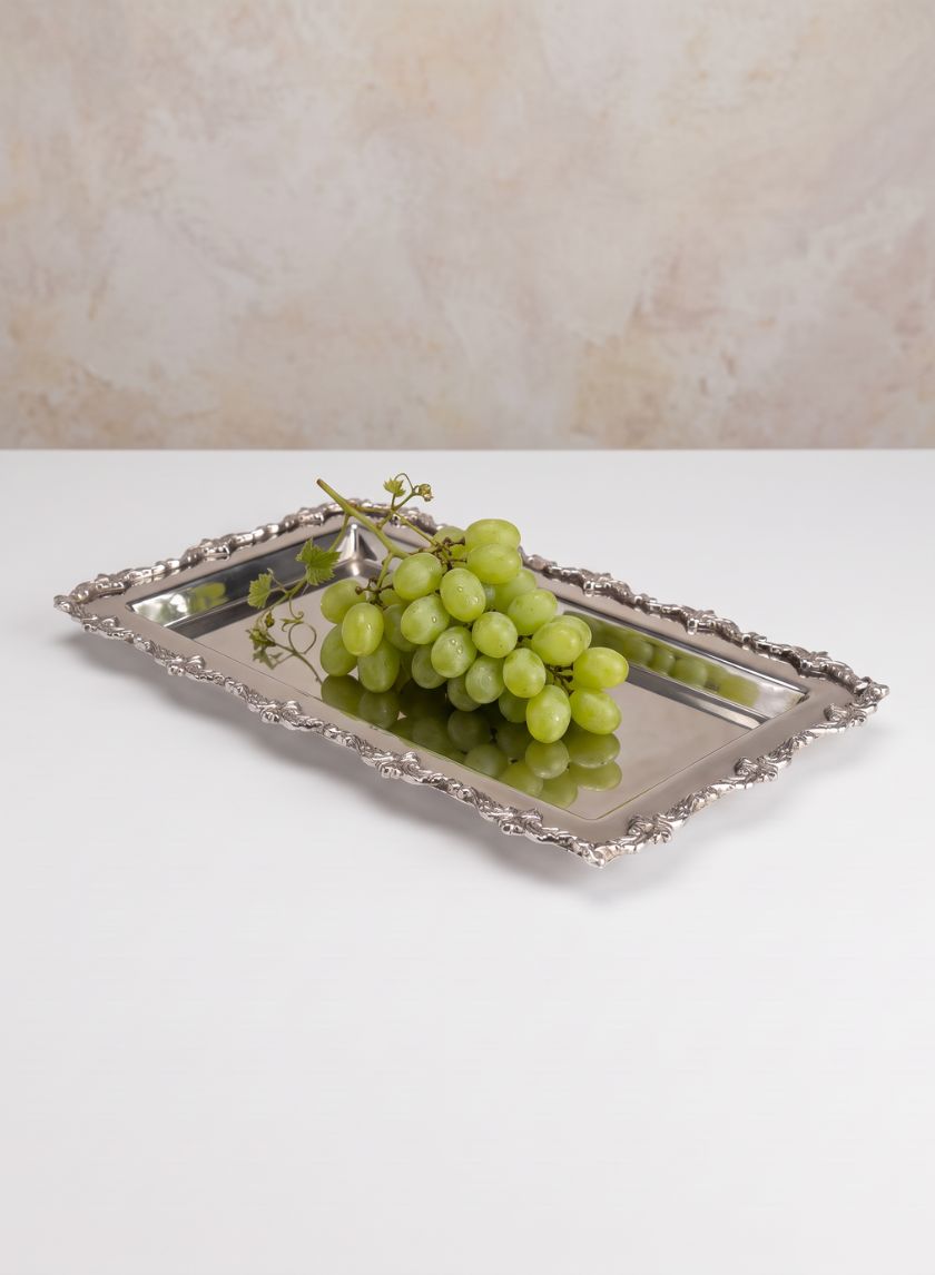 10in x 6in Pierrefort Lace Silver Tray
