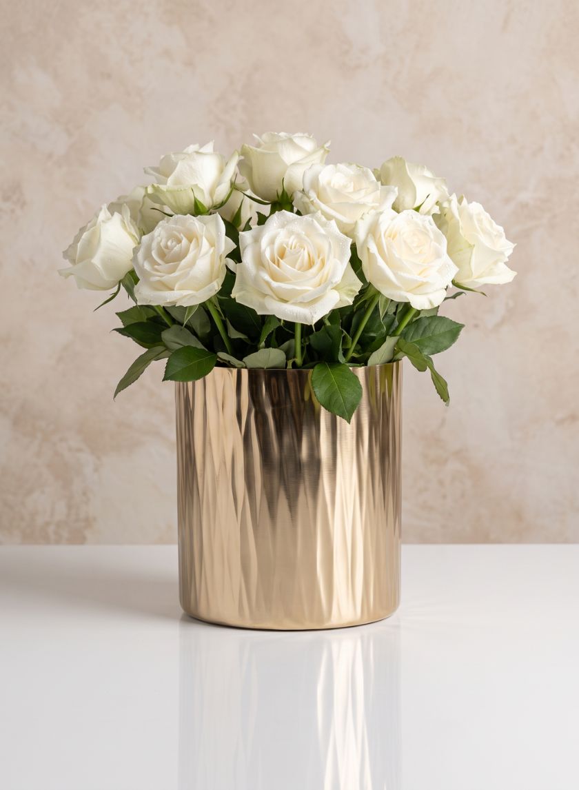 5in Tall Rochemont Light Gold Mini Cylinder Vase Decor Jamali Garden