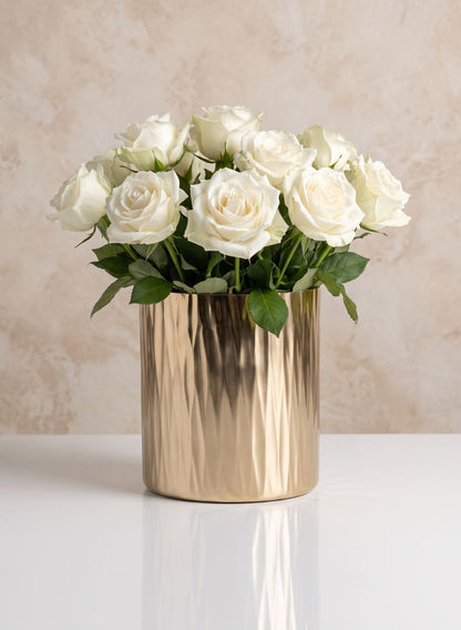 5in Tall Rochemont Light Gold Mini Cylinder Vase Decor Jamali Garden