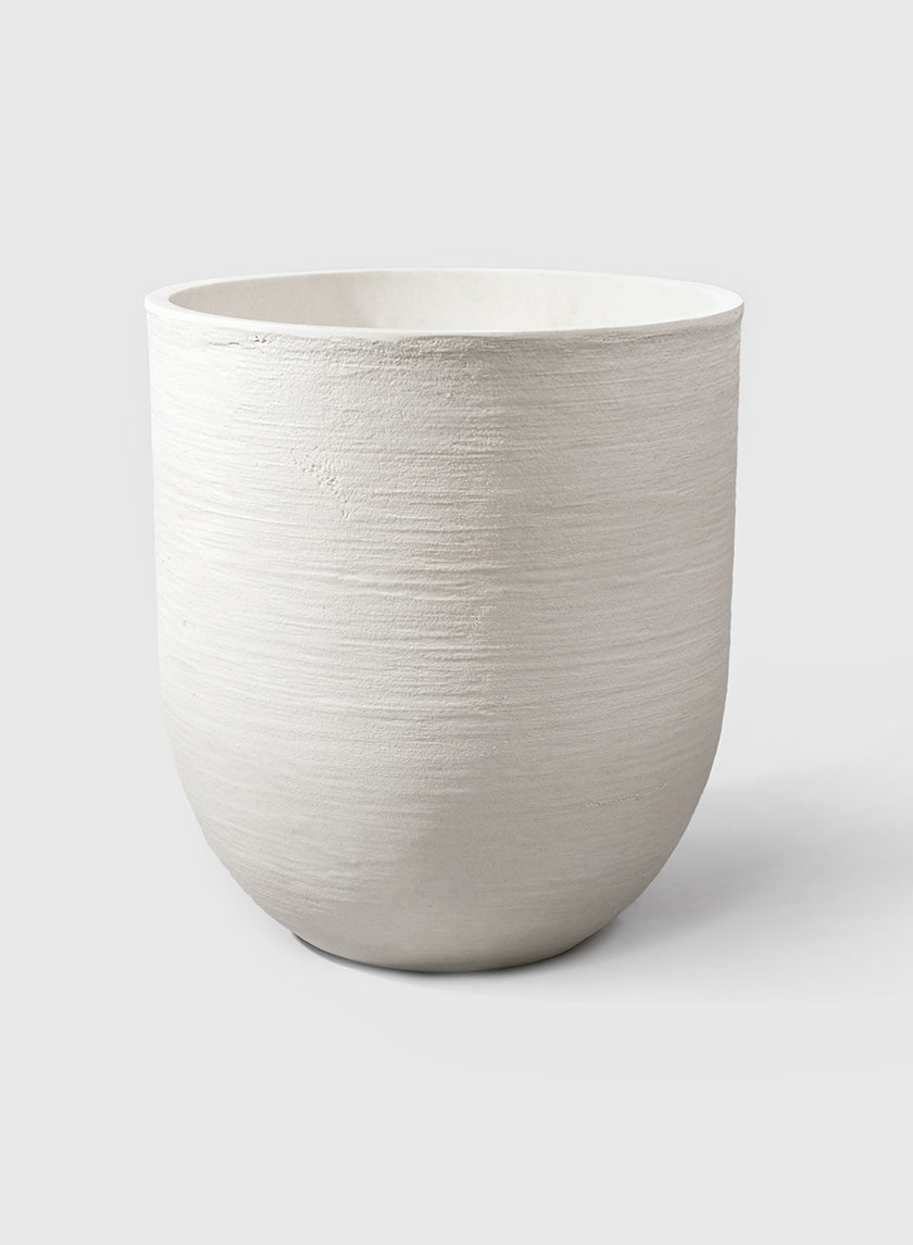 18 inch planter pot 18 1/4in Tall Tulum Sand Fiber Round White Pot – Jamali Garden