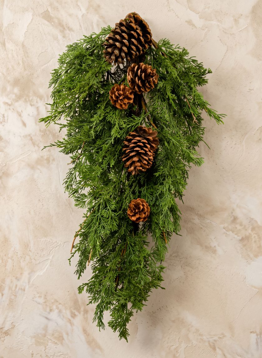 28in Long Cypress Door Swag With Pine Cones Decor Jamali Garden