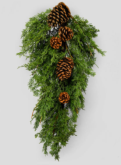 28in Long Cypress Door Swag With Pine Cones Decor Jamali Garden