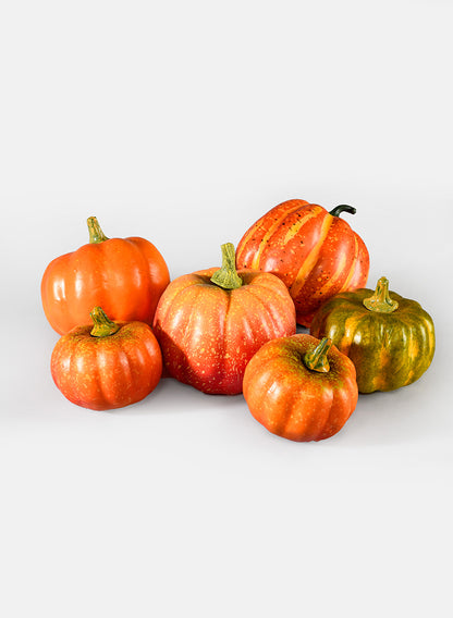 3in / 4in Wide Assorted Pumpkins, Set of 6 Decor Jamali Garden