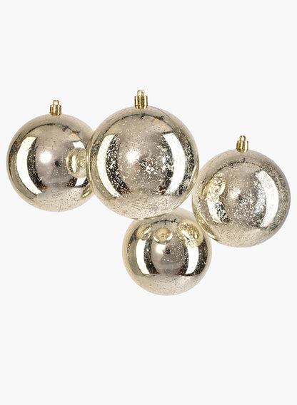 4in Round Champagne Mercury Ornament Ball, Set of 4 Decor Jamali Garden