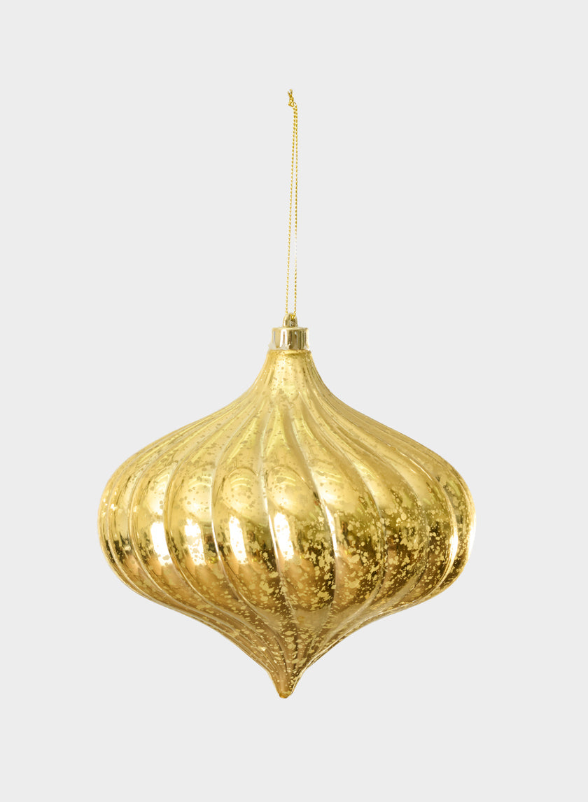 6in Plastic "Real Mercury Glass Look" Gold Onion Ornament Decor Jamali Garden