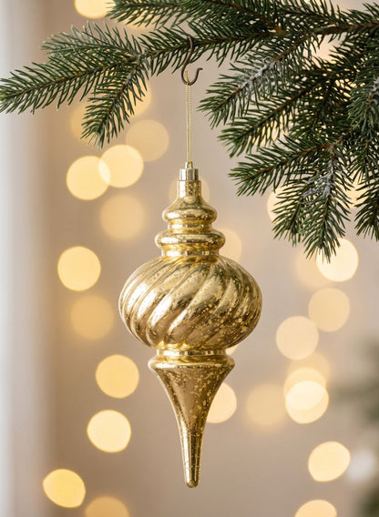 10in Long Plastic "Real Mercury Glass Look" Gold Finial Ornament Decor Jamali Garden