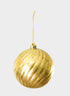 6in Plastic "Real Mercury Glass Look" Gold Swirl Ornament