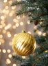 6in Round Plastic "Real Mercury Glass Look" Gold Swirl Ornament Decor Jamali Garden