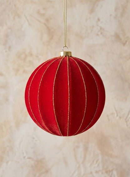 6in Round Red Flocked Plastic Ornament Decor Jamali Garden