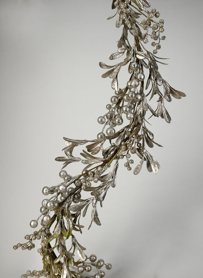 56in Long Champagne Leaf &amp; Glitter Berry Garland Decor Jamali Garden