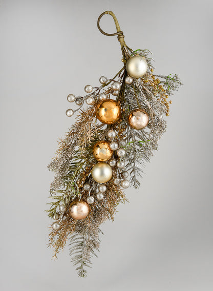 23in Long Mixed Metallic Glitter Foliage &amp; Berry Swag Decor Jamali Garden