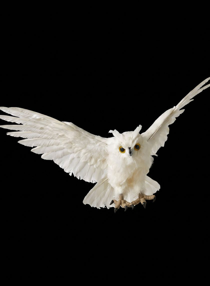 18in Long Flying White Owl Decor Jamali Garden