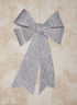 10in Long Silver Glitter Bow Decor Jamali Garden