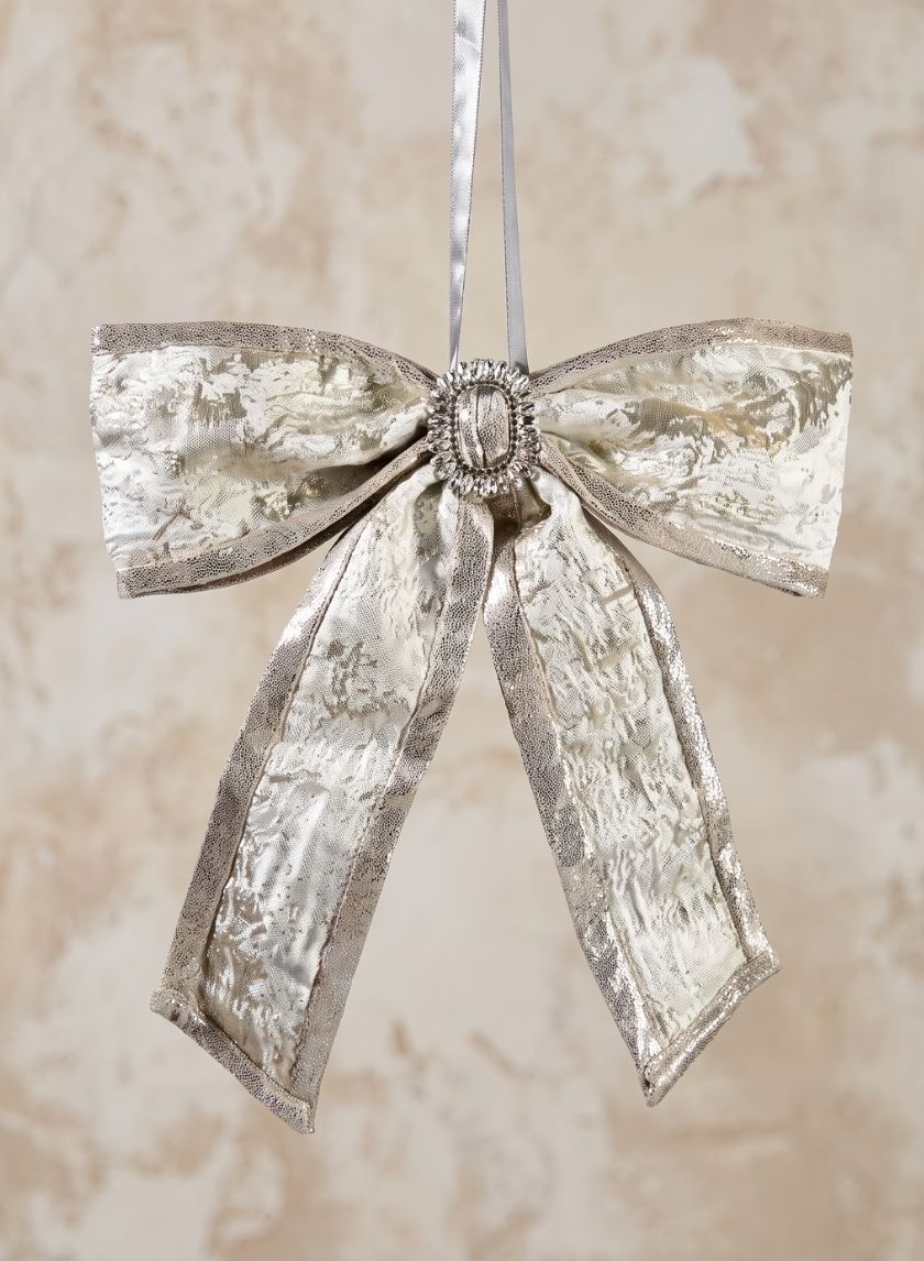12in Long Champagne Bow Decor Jamali Garden