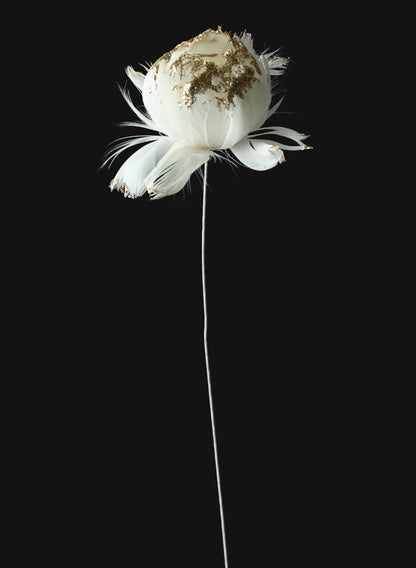 18in Long Glittered Gold Feather Opening Peony, Case of 6 Decor Jamali Garden