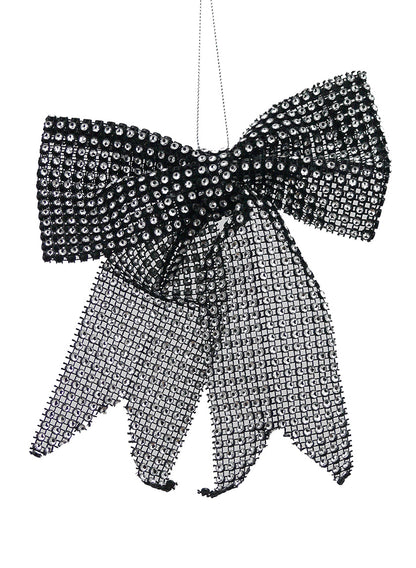 6.75in Long Black With Silver Diamond Bow Decor Jamali Garden