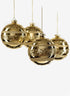 4in Shiny Gold With Glitter Stripes Ornament Balls Decor Jamali Garden